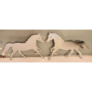Vtg Horses Highly Reflecting Chrome Plated Horses with Mounting Bolts on Back